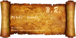 Mikó René névjegykártya